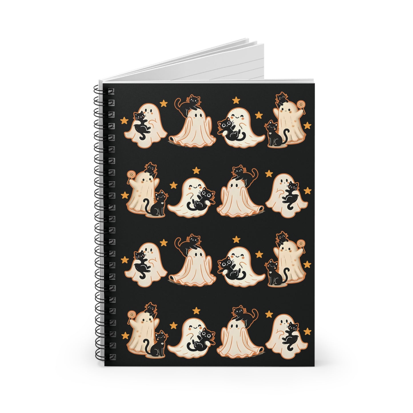 Charming Ghosts Spiral Notebook - Ruled Line, Halloween Journal, Cute Notepad, Witchy Gifts, Spooky Decor