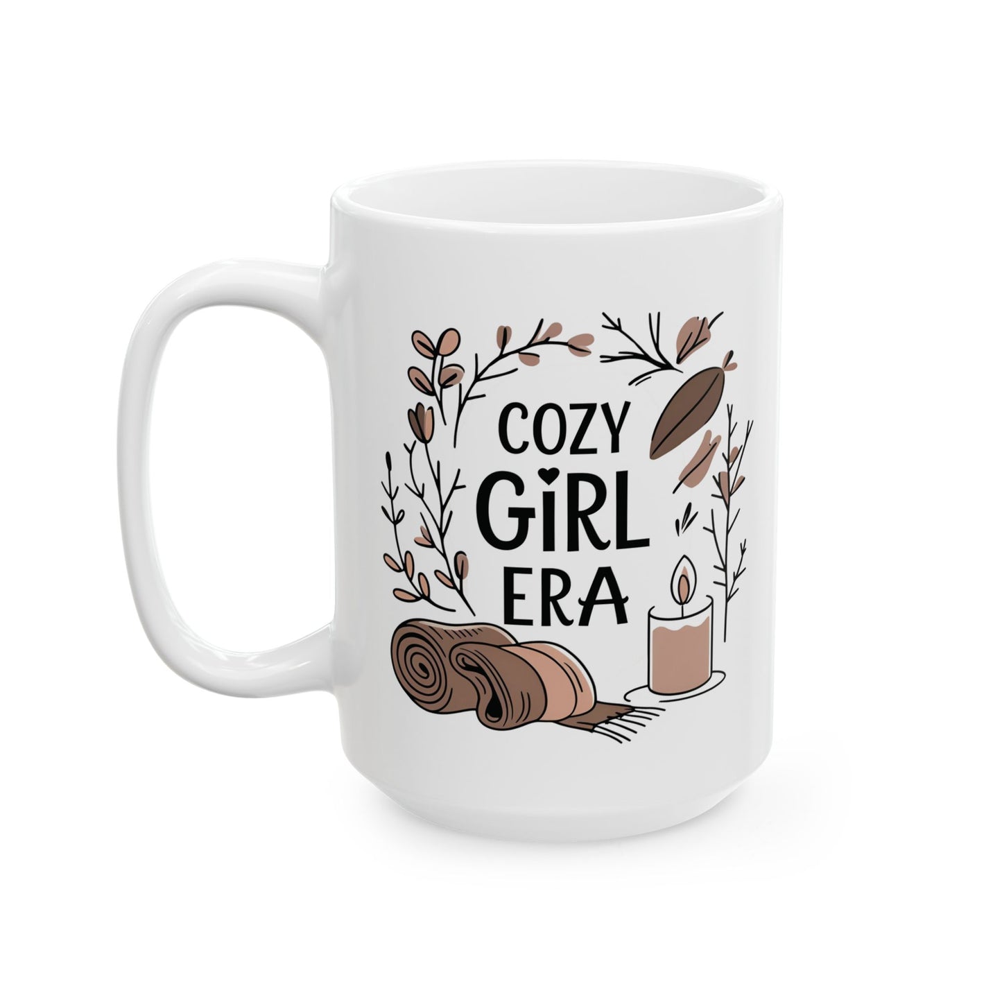 Cozy Girl Era Mug, 15oz Fall Coffee Cup, Aesthetic Autumn Ceramic Mug for Pumpkin Spice, Tea Cozy Vibes Gift, Gift For Her, Coffee Mug Era