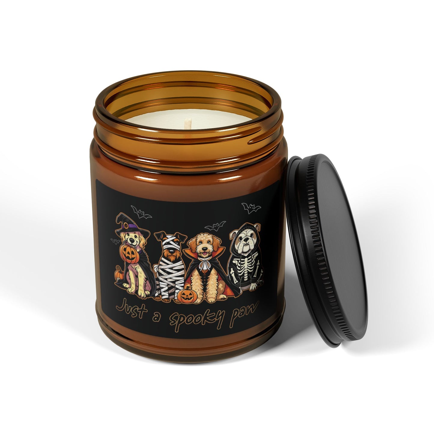 Halloween Scented Soy Candle, Amber Jar, Spooky Decor, Cozy Glow, Fall Fragrance, Gift for Halloween Lovers