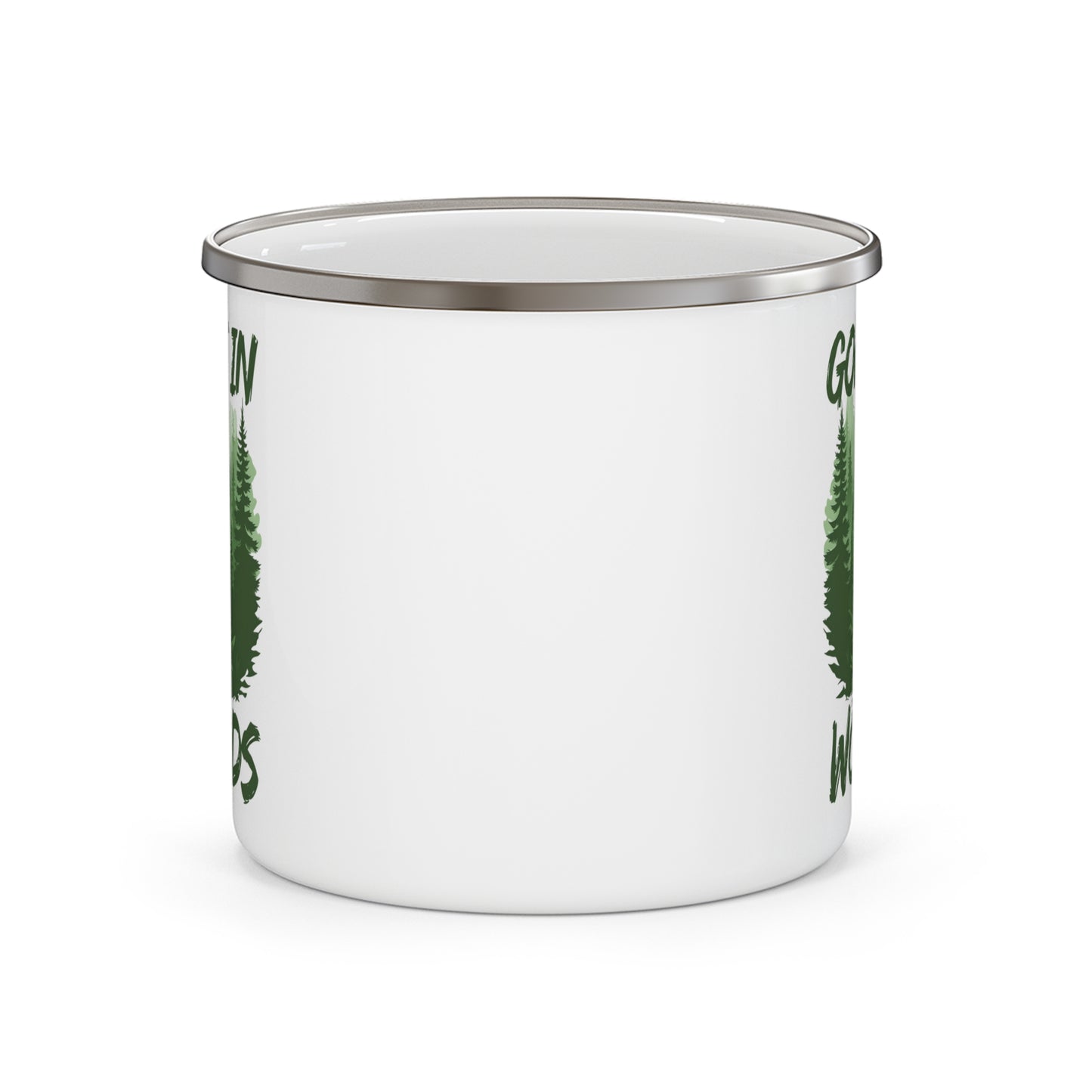 Gone in Woods Enamel Camping Mug – Nature Lover Outdoor Coffee Cup (12oz)