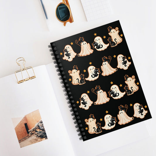 Charming Ghosts Spiral Notebook - Ruled Line, Halloween Journal, Cute Notepad, Witchy Gifts, Spooky Decor