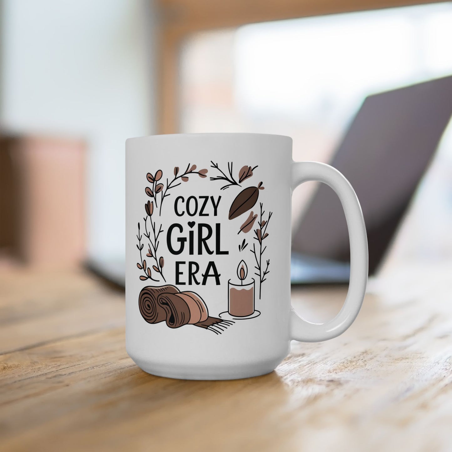 Cozy Girl Era Mug, 15oz Fall Coffee Cup, Aesthetic Autumn Ceramic Mug for Pumpkin Spice, Tea Cozy Vibes Gift, Gift For Her, Coffee Mug Era