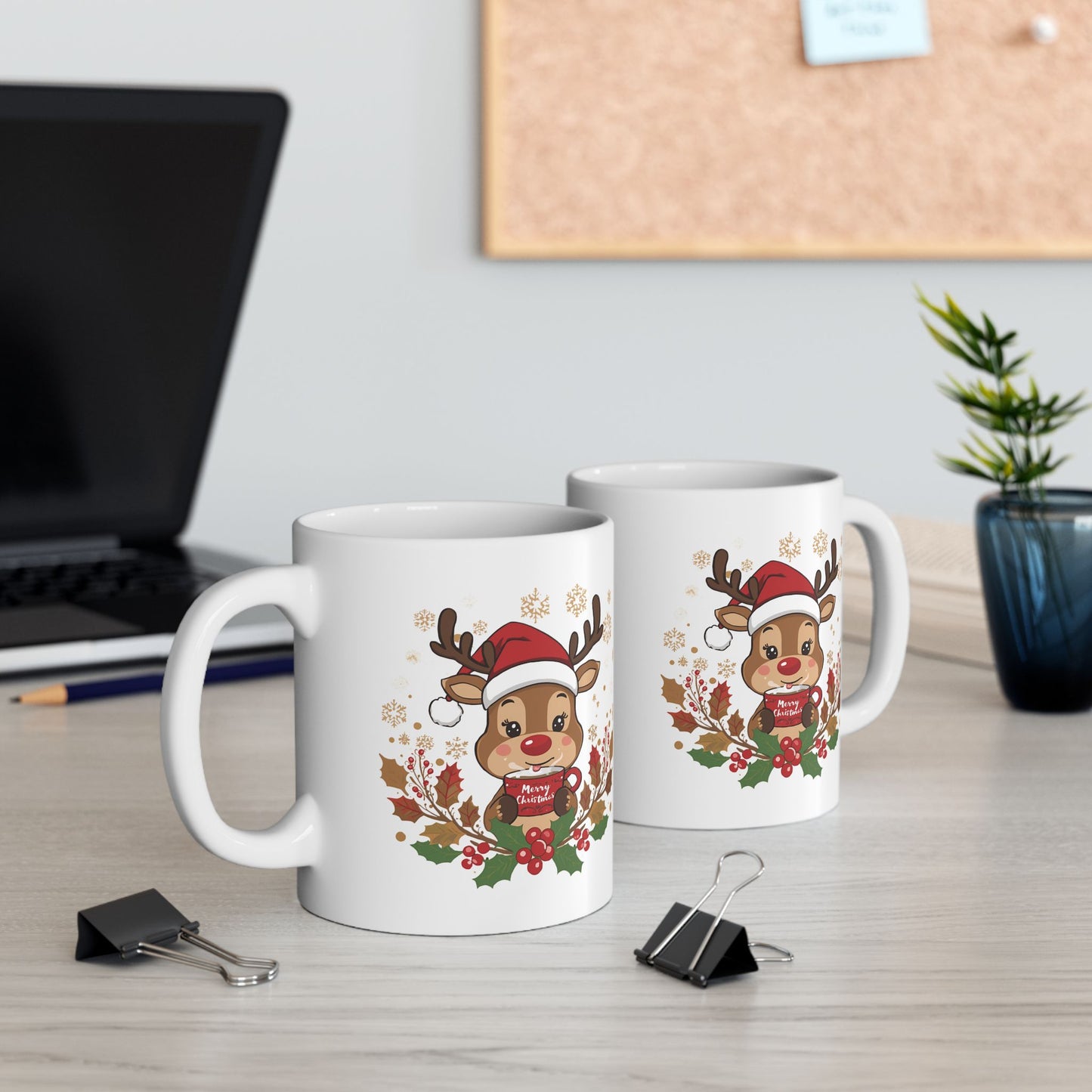 Adorable Reindeer Christmas Mug – Cute Holiday Coffee Cup