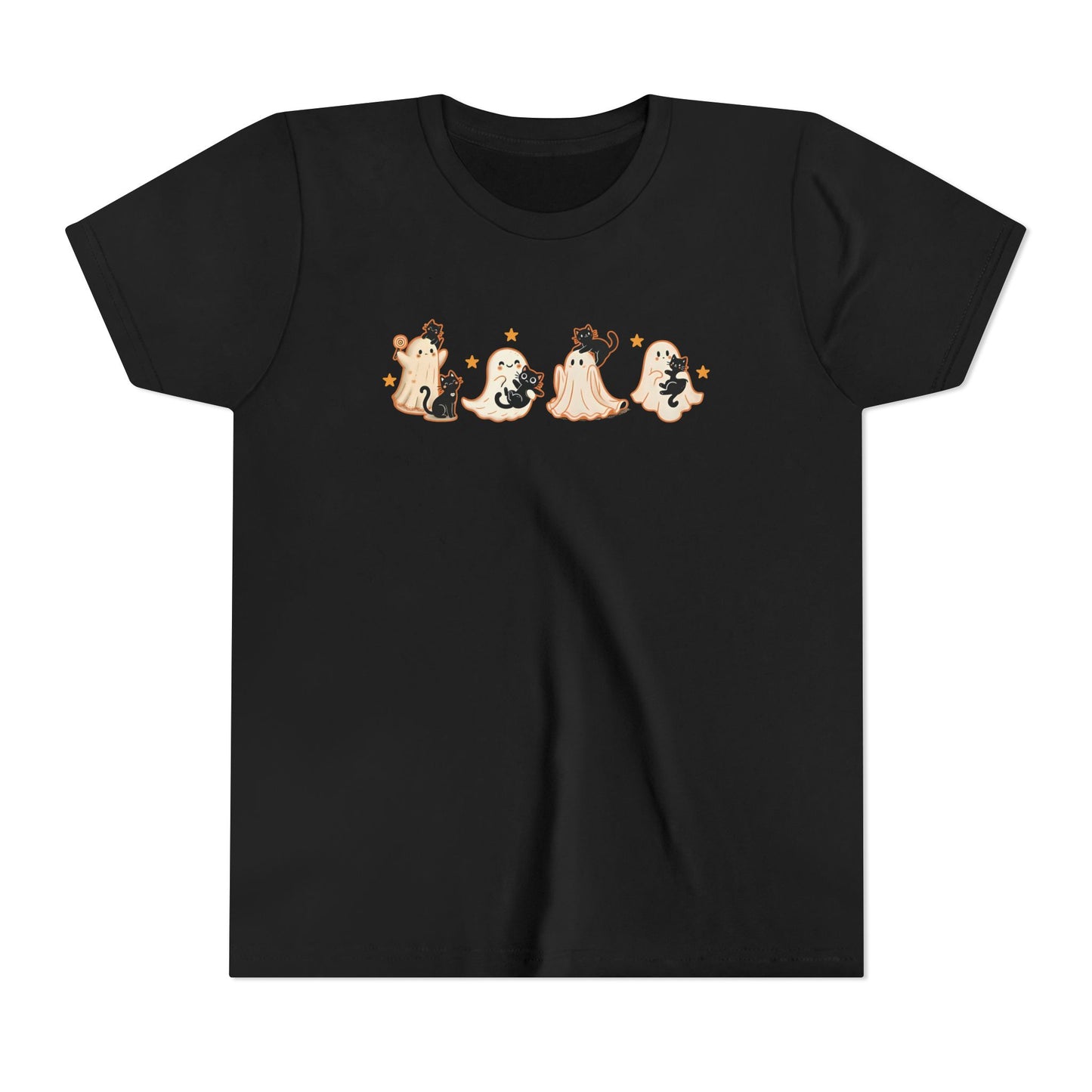 Youth Ghostly Friends Tee, Fun Halloween T-Shirt, Kids Short Sleeve Shirt, Spooky Kids Apparel, Cute Ghost Print Clothing