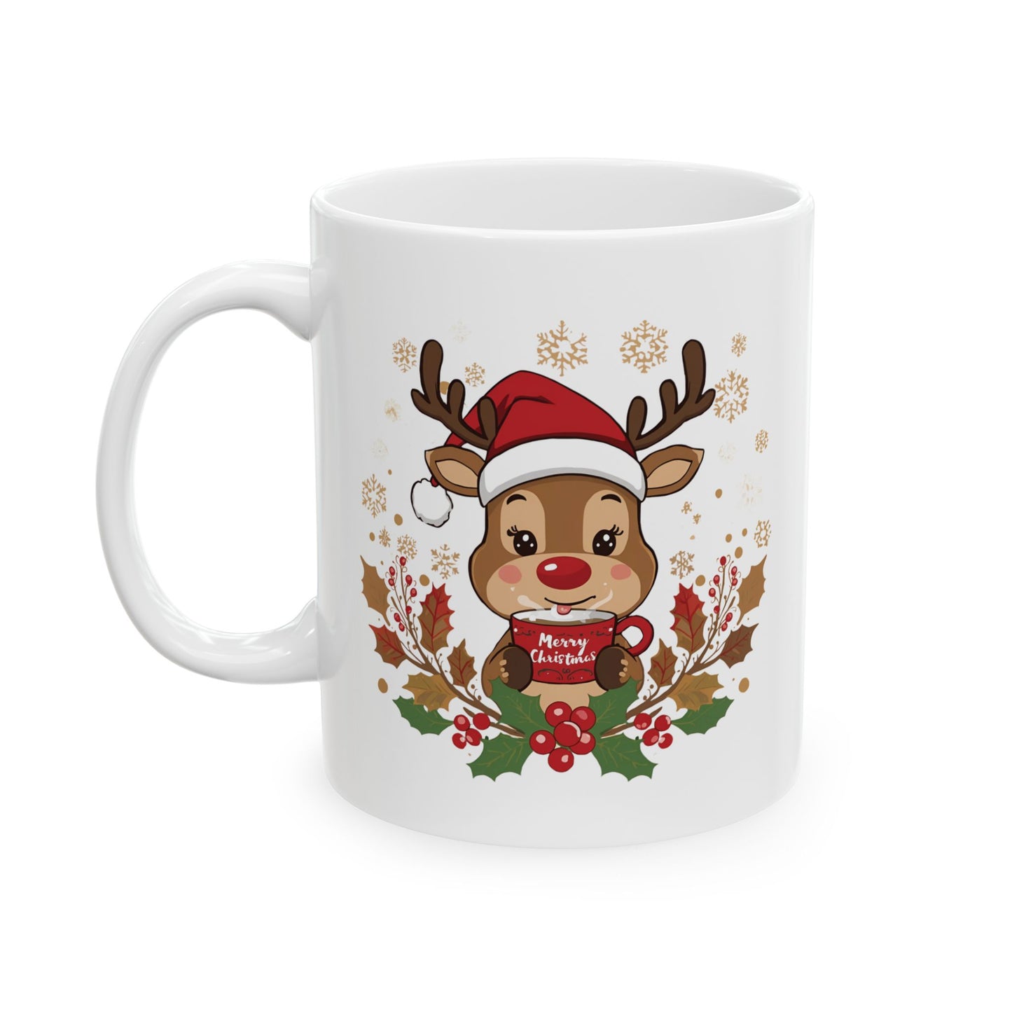 Adorable Reindeer Christmas Mug – Cute Holiday Coffee Cup
