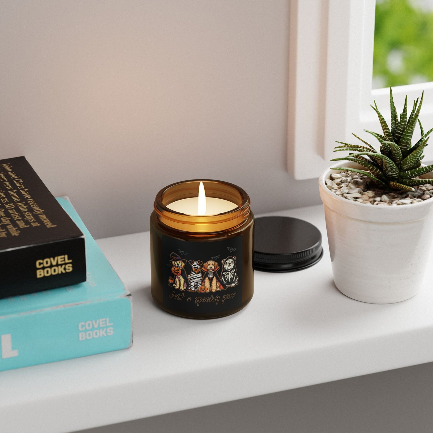 Halloween Scented Soy Candle, Amber Jar, Spooky Decor, Cozy Glow, Fall Fragrance, Gift for Halloween Lovers