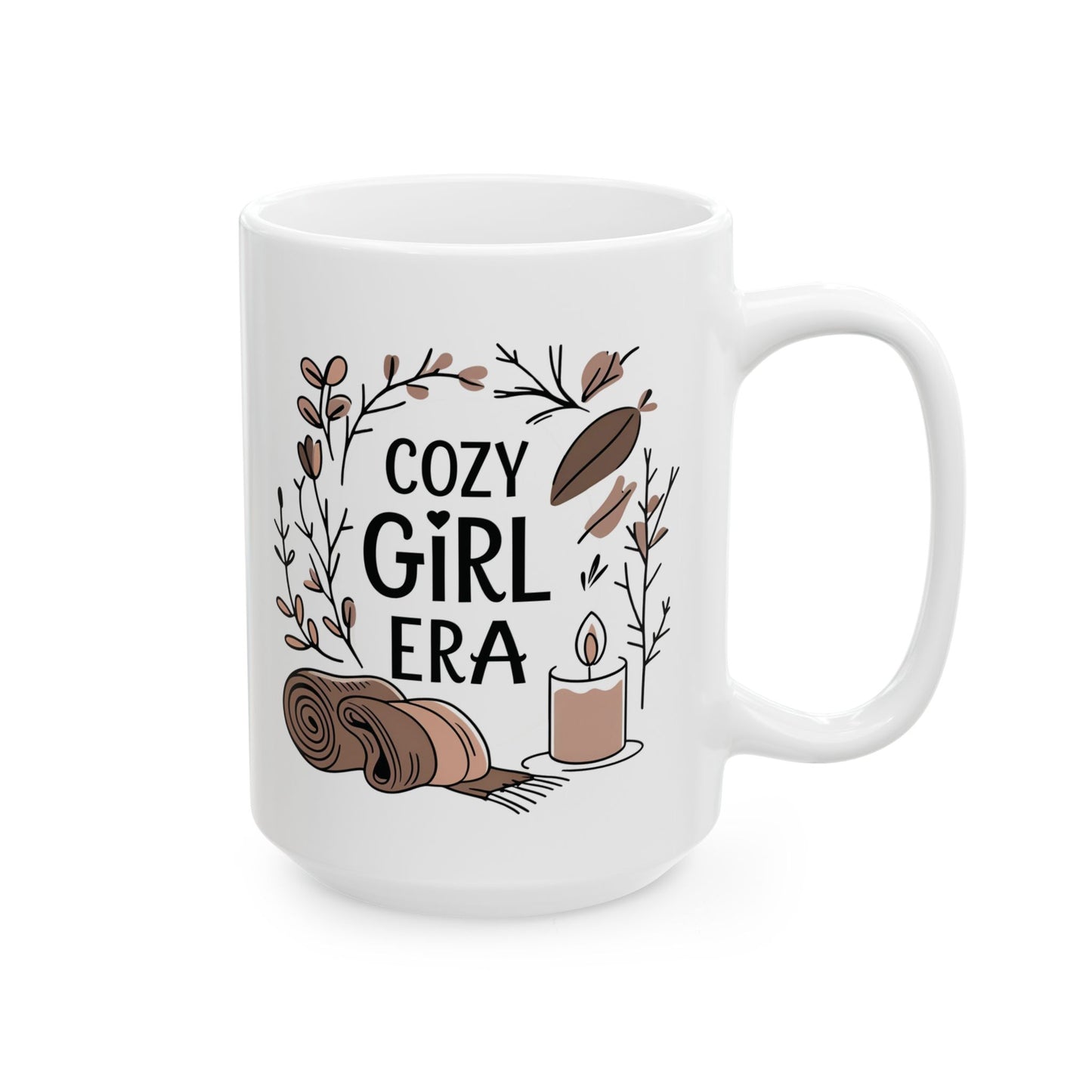 Cozy Girl Era Mug, 15oz Fall Coffee Cup, Aesthetic Autumn Ceramic Mug for Pumpkin Spice, Tea Cozy Vibes Gift, Gift For Her, Coffee Mug Era