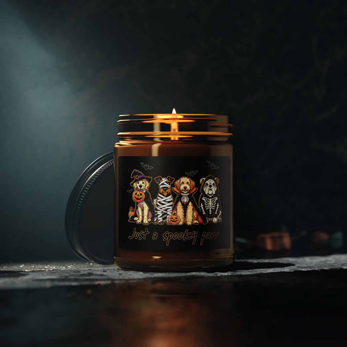 Halloween Scented Soy Candle, Amber Jar, Spooky Decor, Cozy Glow, Fall Fragrance, Gift for Halloween Lovers