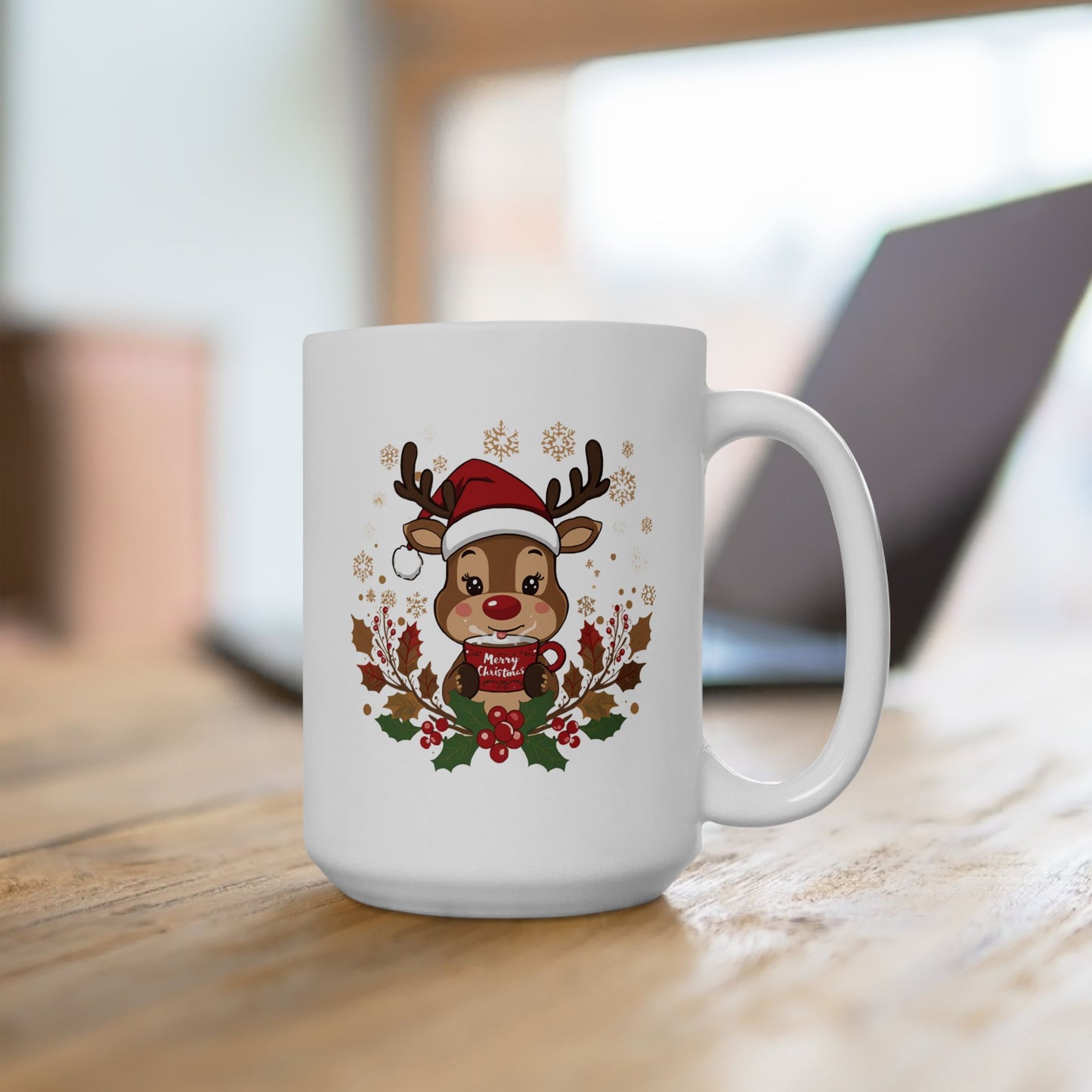 Adorable Reindeer Christmas Mug – Cute Holiday Coffee Cup