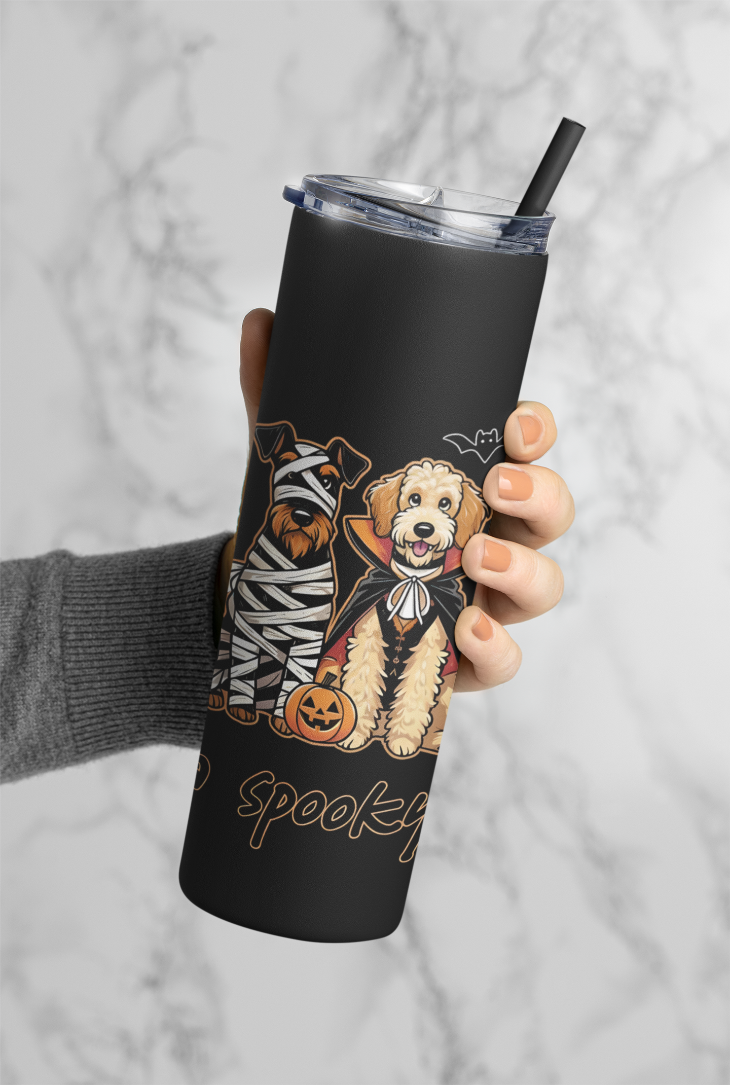 Just a Spooky Paw – Halloween Dog Tumbler 20oz | Cozy Fall Gift for Pet Lovers