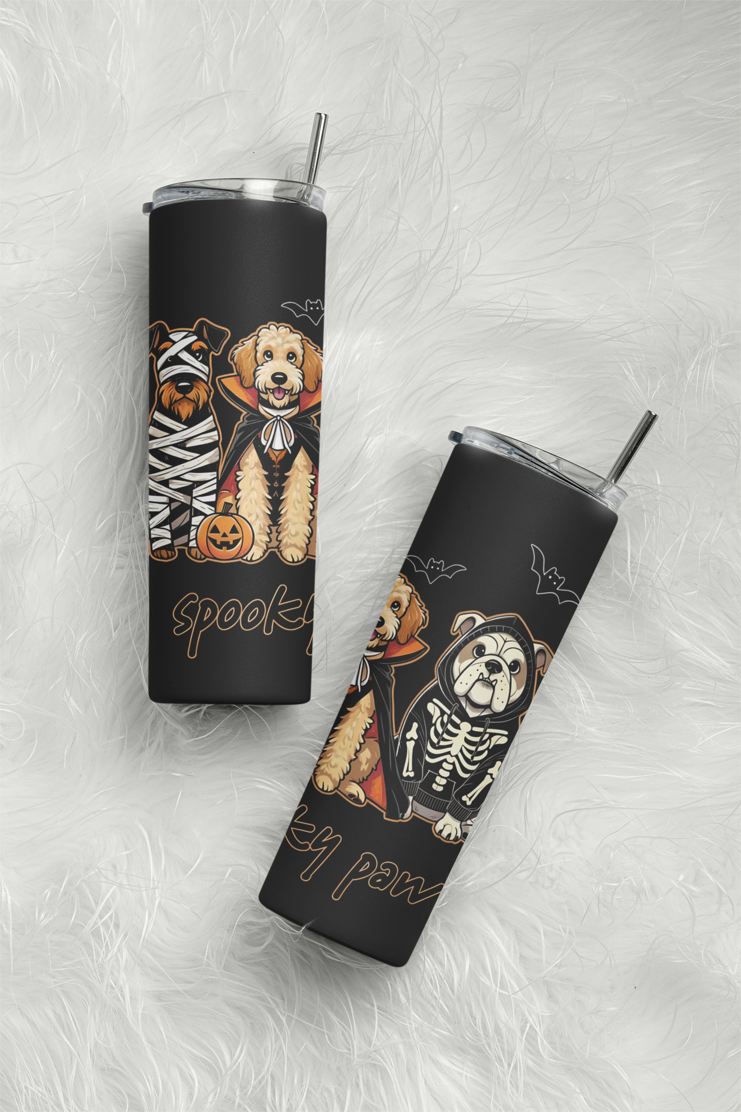 Just a Spooky Paw – Halloween Dog Tumbler 20oz | Cozy Fall Gift for Pet Lovers