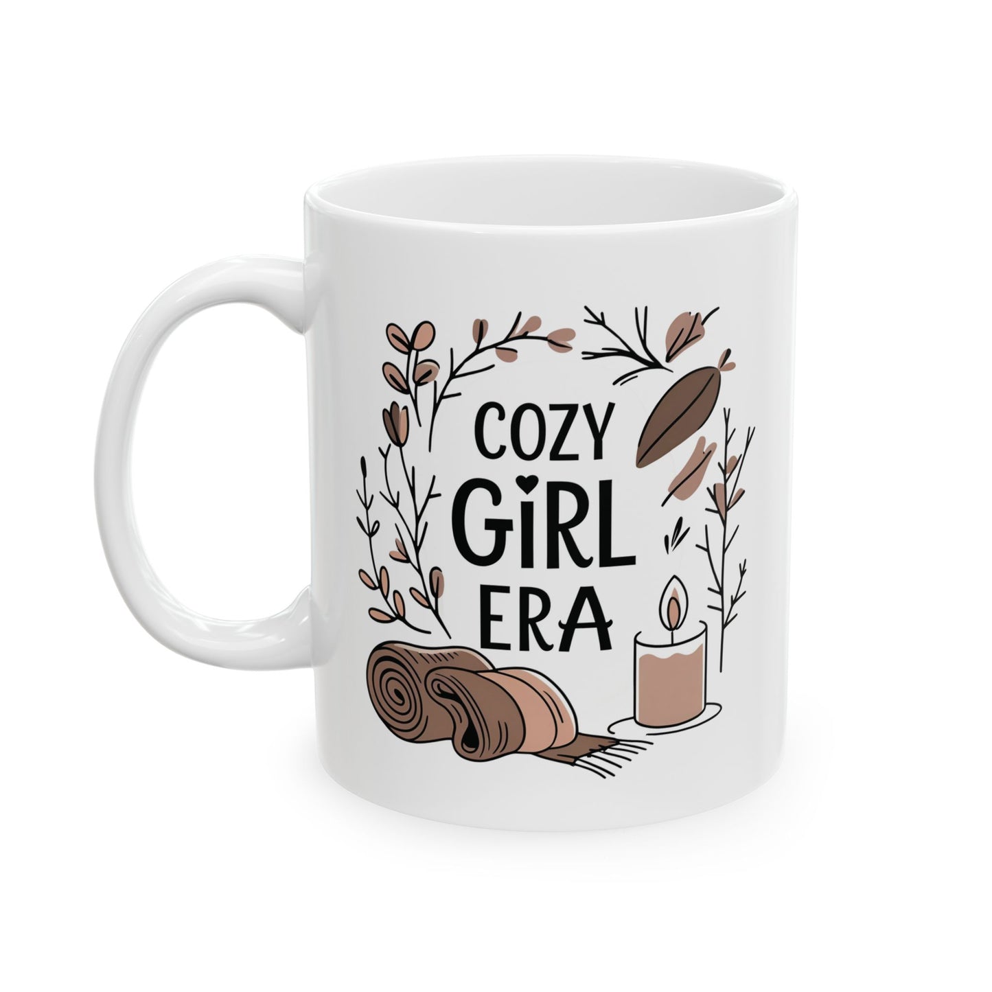 Cozy Girl Era Mug, 15oz Fall Coffee Cup, Aesthetic Autumn Ceramic Mug for Pumpkin Spice, Tea Cozy Vibes Gift, Gift For Her, Coffee Mug Era