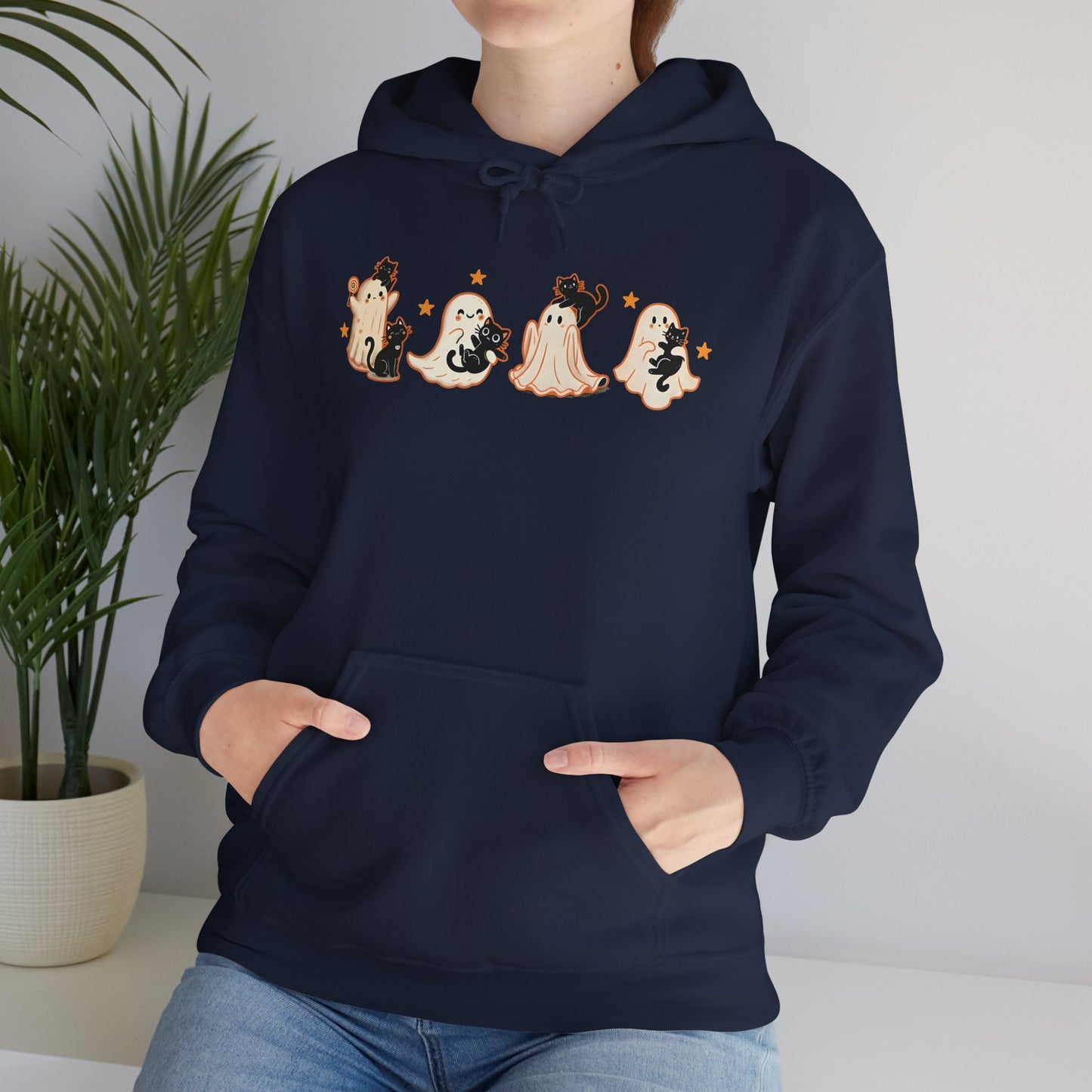 Cute Ghosts Halloween Sweatshirt, Cozy Halloween Apparel, Unisex Hoodie, Fall Fashion, Spooky Season Gift, Halloween Costume Alternative