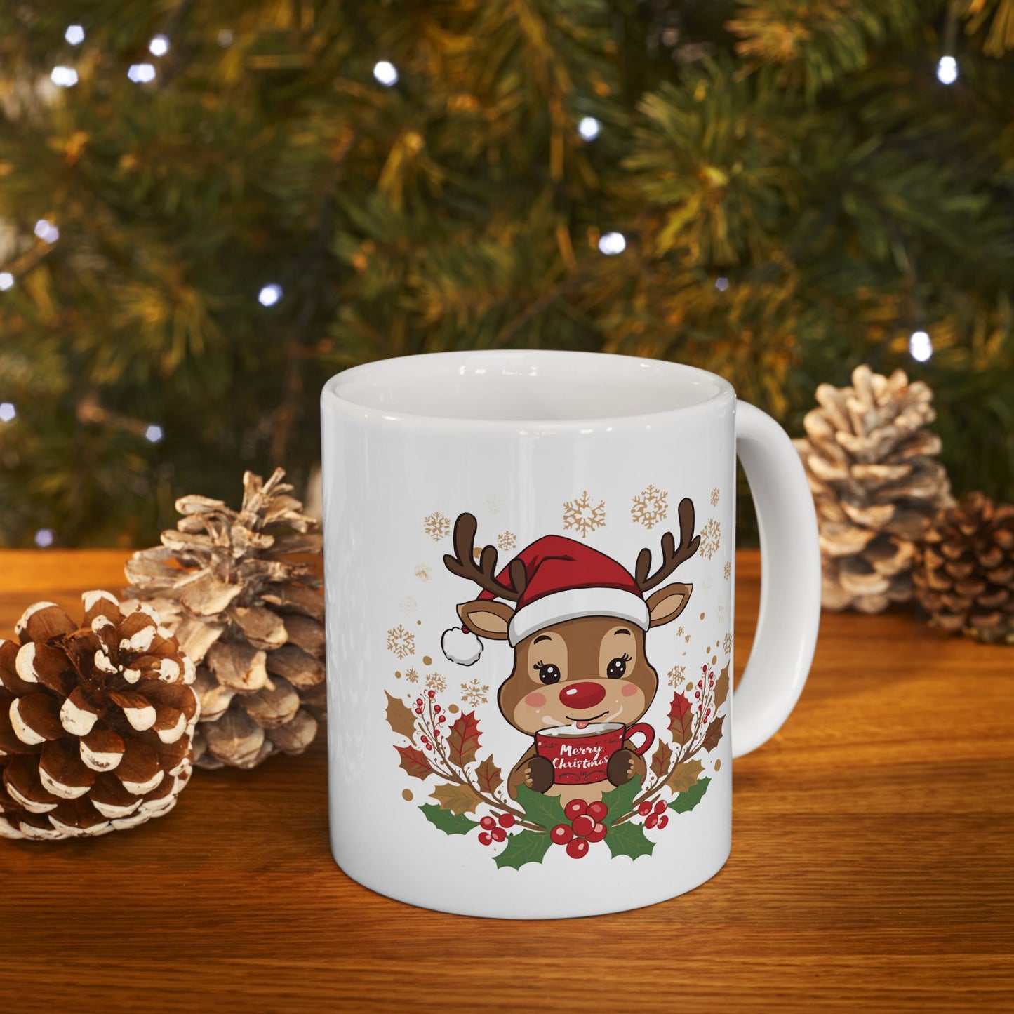 Adorable Reindeer Christmas Mug – Cute Holiday Coffee Cup
