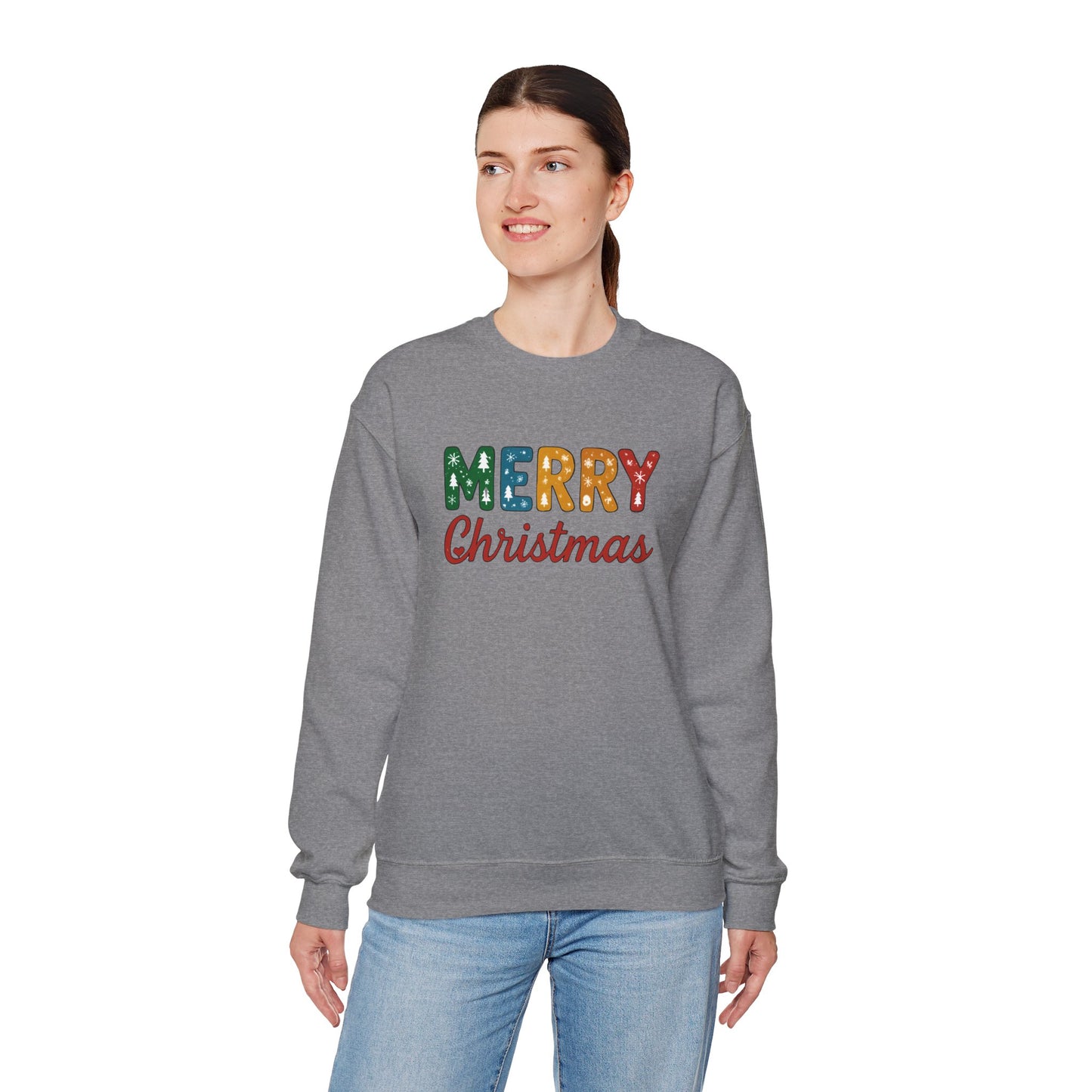 Merry Christmas Sweatshirt – Unisex Heavy Blend Crewneck | Double-Sided Print Festive Holiday Gift