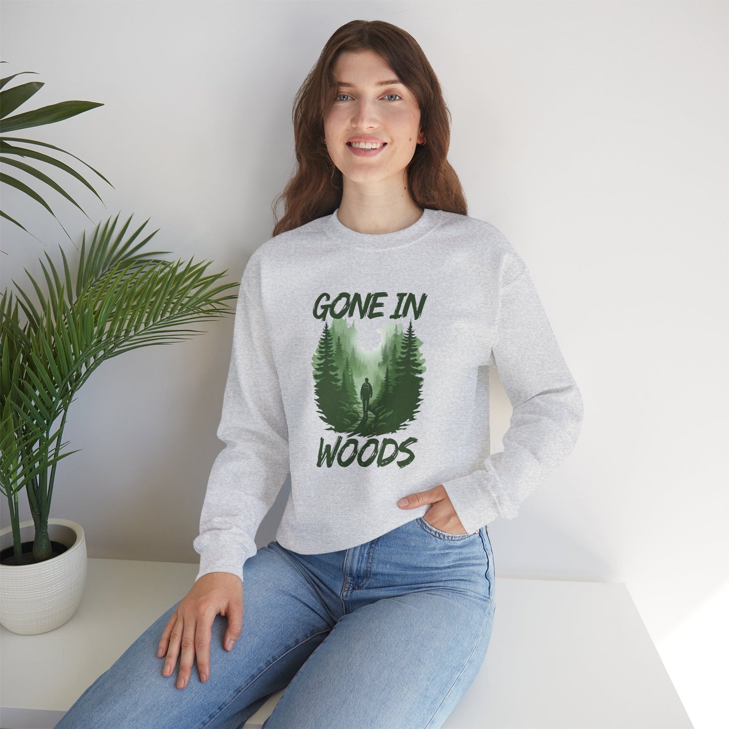 Gone in Woods Crewneck Sweatshirt – Cozy Nature Lover Outdoor Pullover