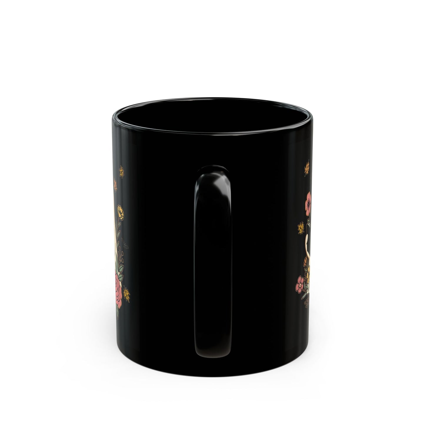 Charming Floral Ghost Mug | Whimsical Gift for Spooky Season, Cat Lovers, Halloween Decor, Coffee Cup, 11oz 15oz