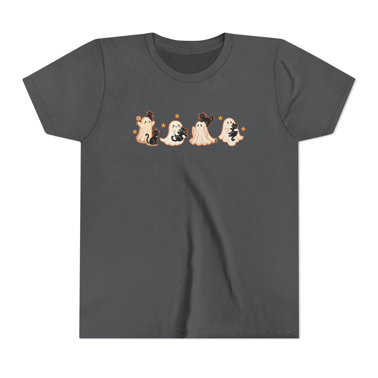 Youth Ghostly Friends Tee, Fun Halloween T-Shirt, Kids Short Sleeve Shirt, Spooky Kids Apparel, Cute Ghost Print Clothing