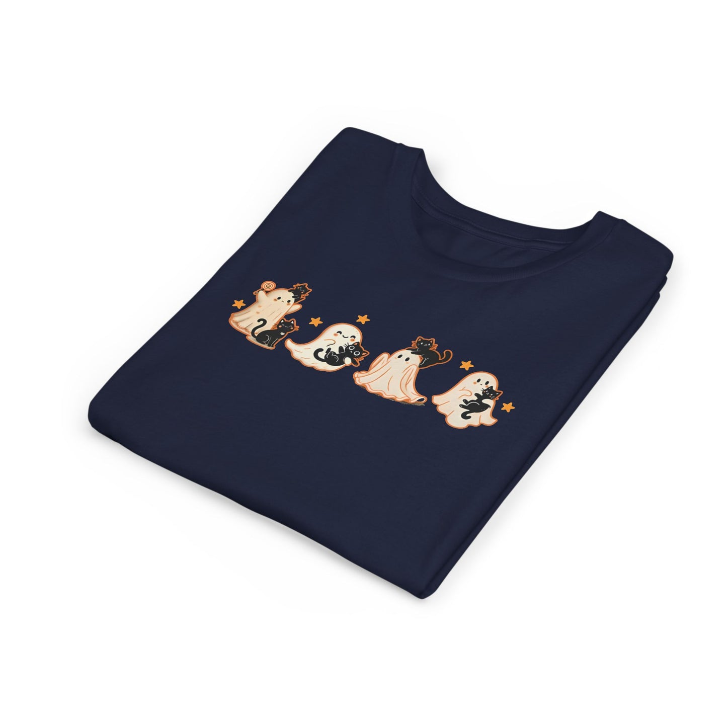 Youth Ghostly Friends Tee, Fun Halloween T-Shirt, Kids Short Sleeve Shirt, Spooky Kids Apparel, Cute Ghost Print Clothing