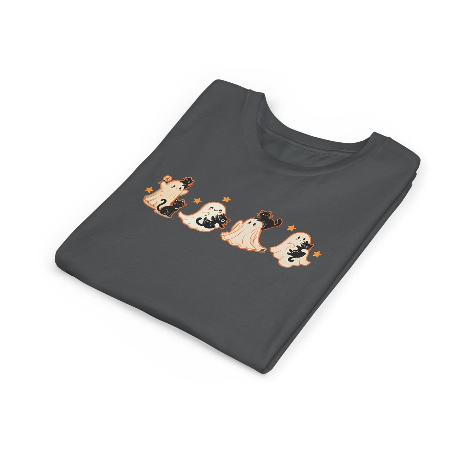 Youth Ghostly Friends Tee, Fun Halloween T-Shirt, Kids Short Sleeve Shirt, Spooky Kids Apparel, Cute Ghost Print Clothing
