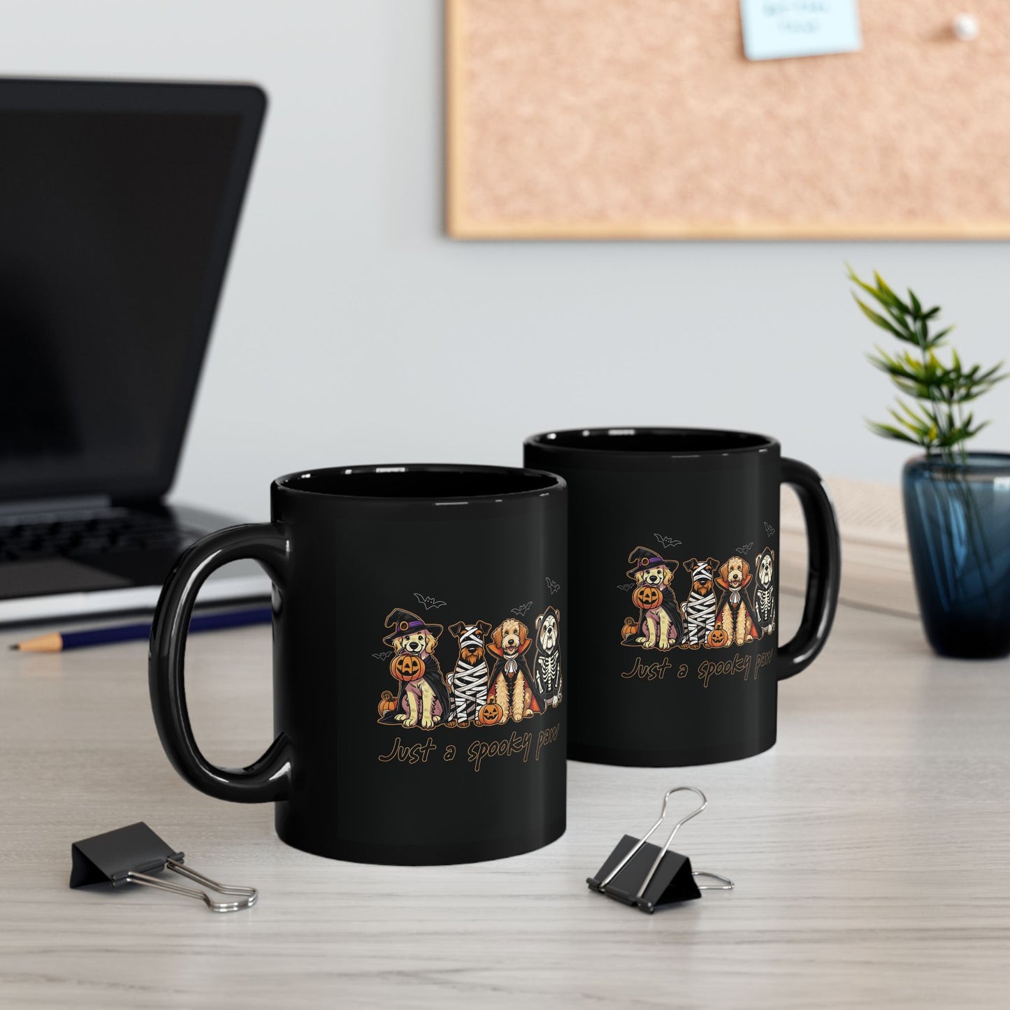 Spooky Pet-Themed Mug, Halloween Dog Lover Gift, Black Coffee Cup for Cat Owners, Fun Ceramic Mug, Just a Spooky Paw Design