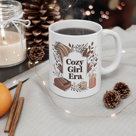 Cozy Girl Era Ceramic Mug, Hot Beverage Cup, Gift for Tea Lovers, Home Decor, Fall Aesthetic, Holiday Present, Gift for Her, Coffee lovers