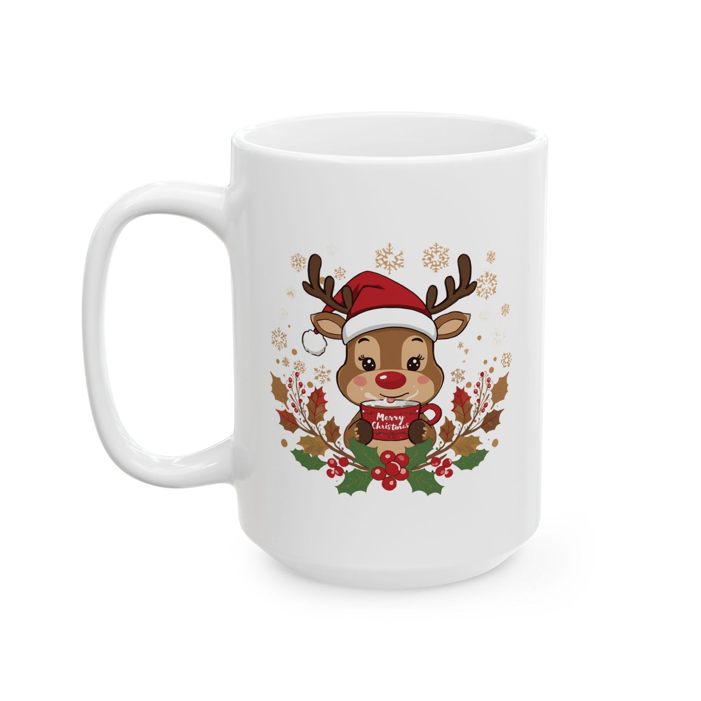 Adorable Reindeer Christmas Mug – Cute Holiday Coffee Cup