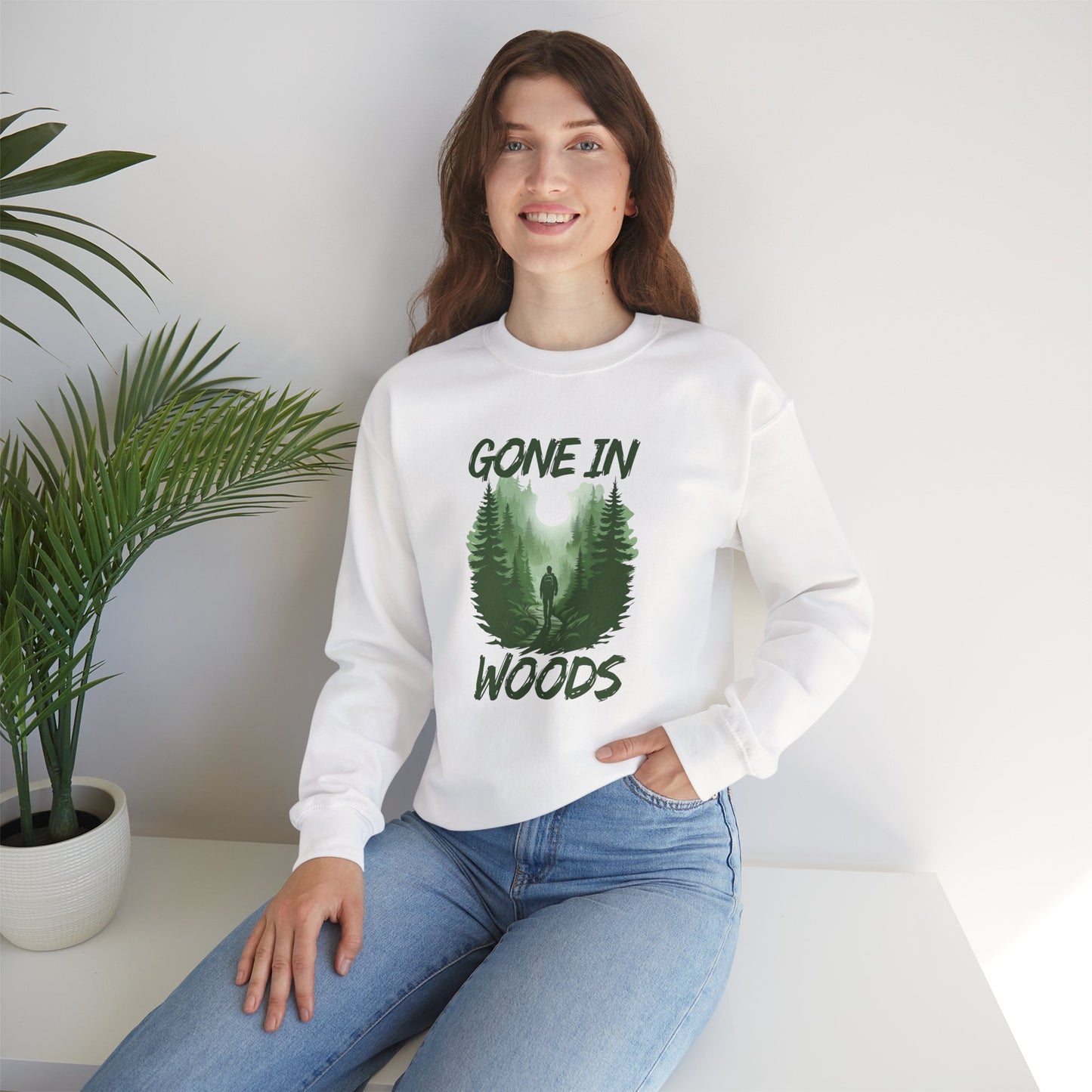 Gone in Woods Crewneck Sweatshirt – Cozy Nature Lover Outdoor Pullover
