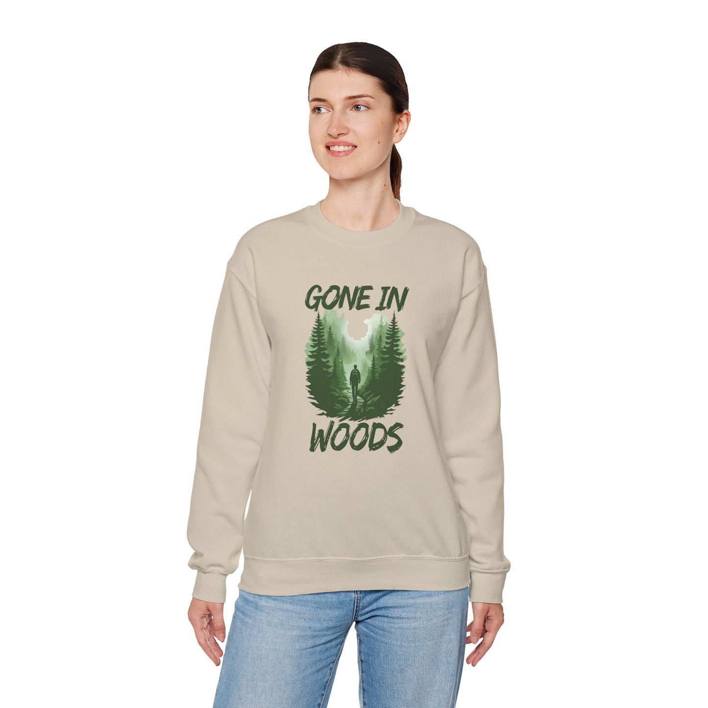 Gone in Woods Crewneck Sweatshirt – Cozy Nature Lover Outdoor Pullover