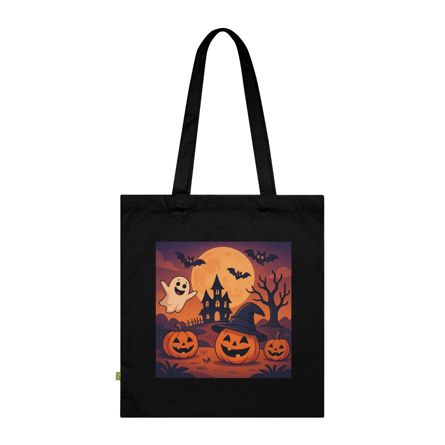 Halloween Pumpkin Organic Cotton Tote Bag - Eco-Friendly Reusable Shoulder Bag
