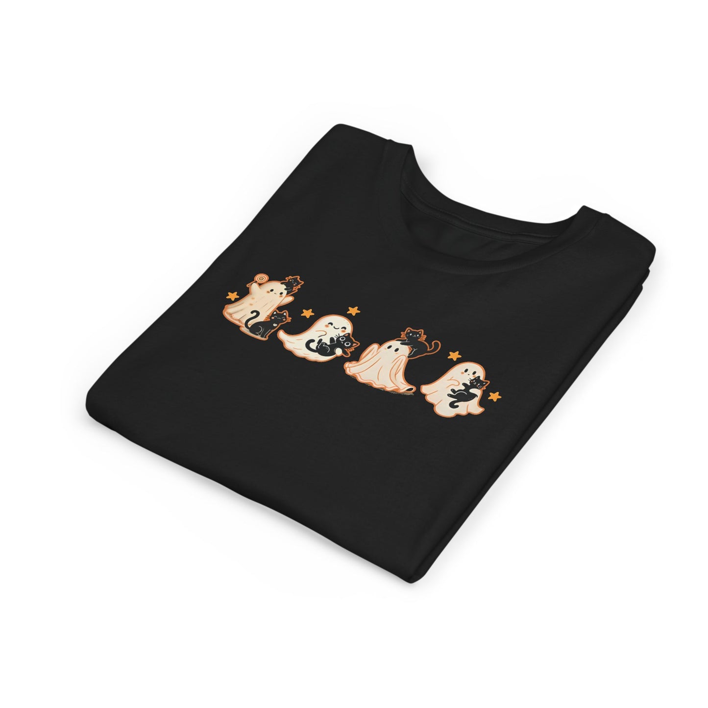 Youth Ghostly Friends Tee, Fun Halloween T-Shirt, Kids Short Sleeve Shirt, Spooky Kids Apparel, Cute Ghost Print Clothing