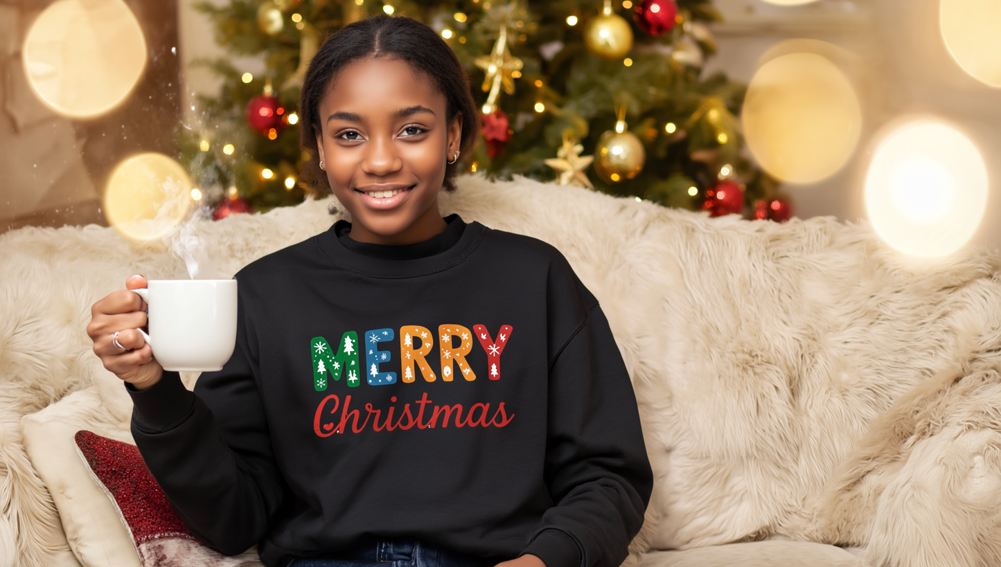 Merry Christmas Sweatshirt – Unisex Heavy Blend Crewneck | Double-Sided Print Festive Holiday Gift