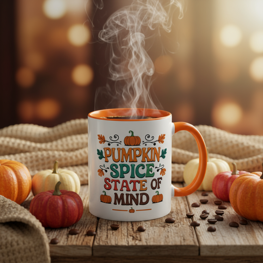 Pumpkin Spice State of Mind Coffee Mug | Cozy Fall Accent Cup for Coffee Lovers