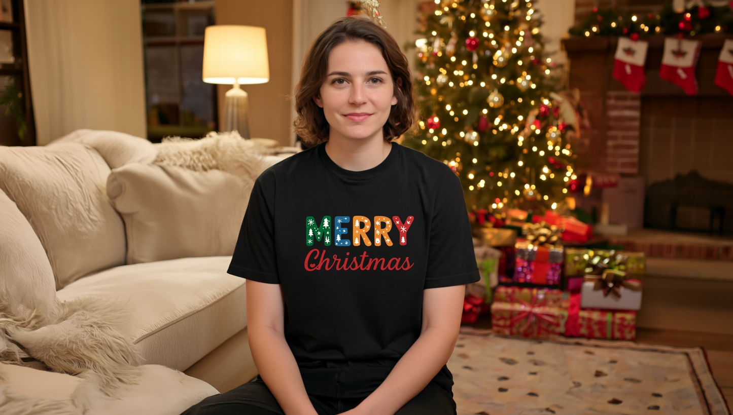 Merry Christmas Adult Tee – Unisex Holiday Shirt - Cozy Christmas Gift under $40