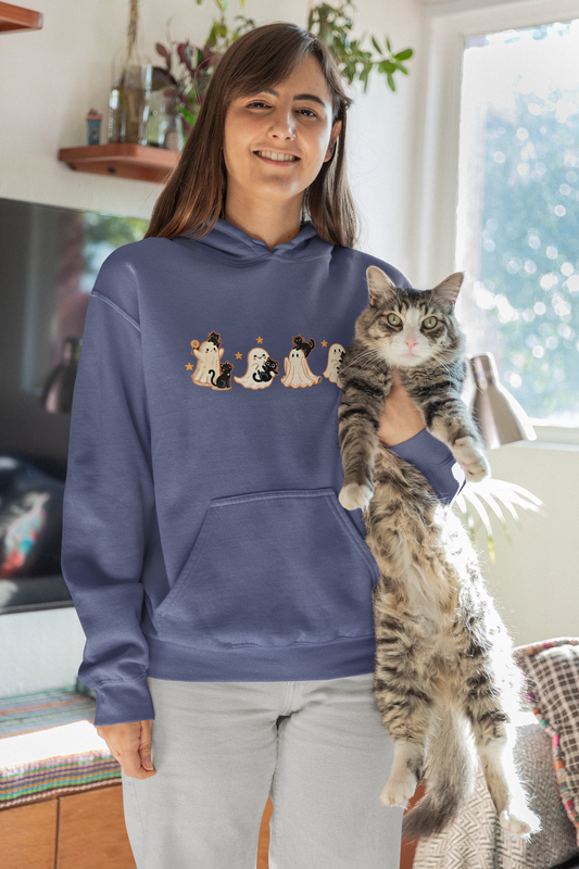 Cute Ghosts Halloween Sweatshirt, Cozy Halloween Apparel, Unisex Hoodie, Fall Fashion, Spooky Season Gift, Halloween Costume Alternative