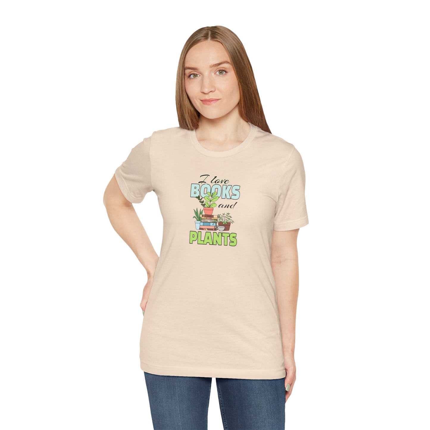 I Love Books and Plants Unisex Jersey T-Shirt – Cozy Eco Tee for Book & Plant Lovers