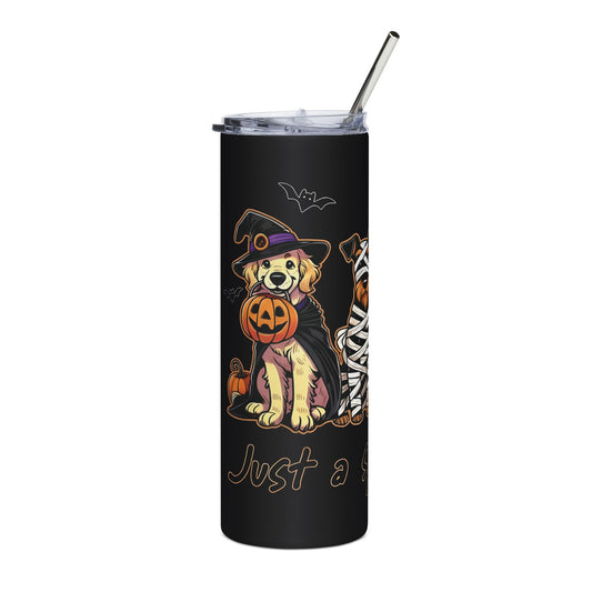 Just a Spooky Paw – Halloween Dog Tumbler 20oz | Cozy Fall Gift for Pet Lovers