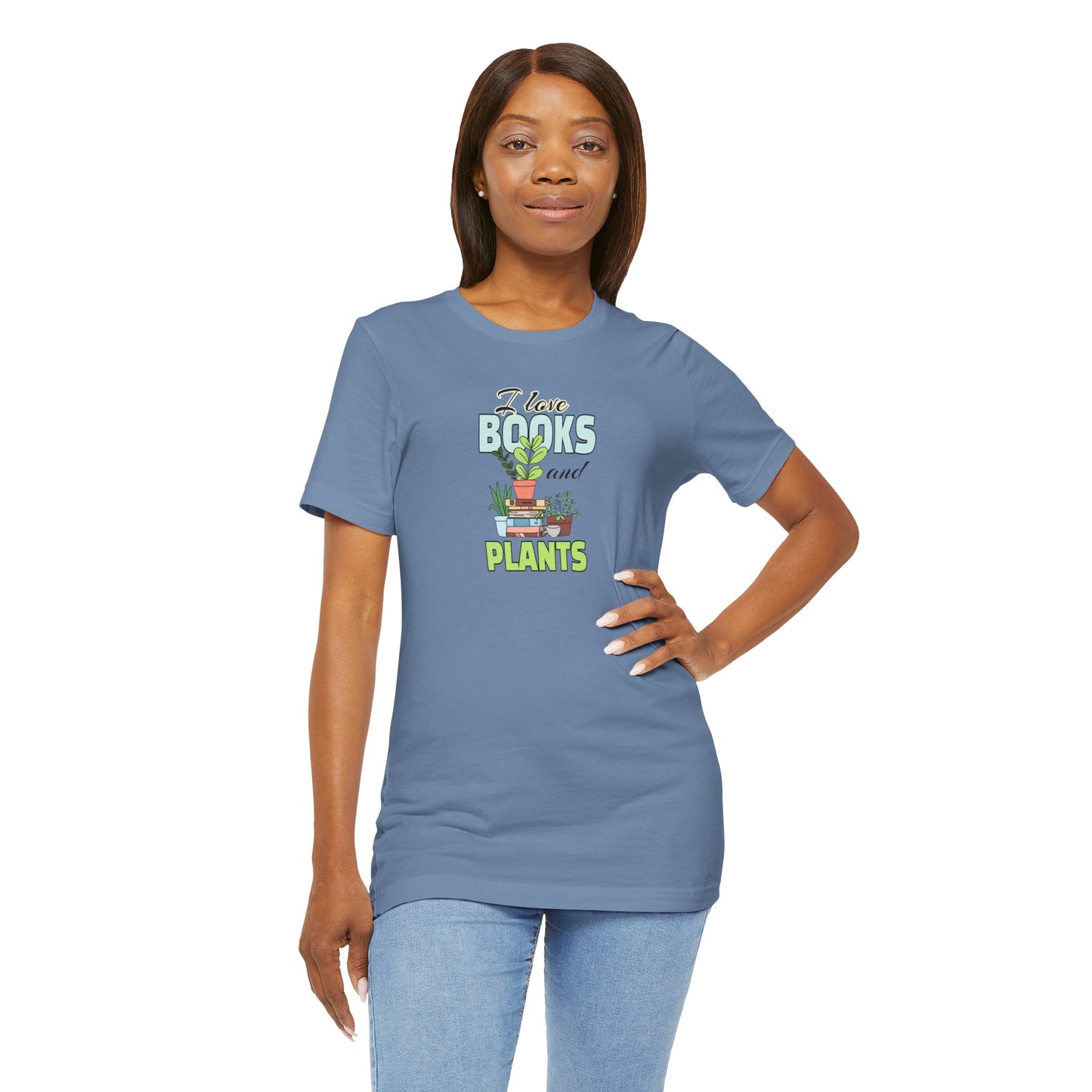 I Love Books and Plants Unisex Jersey T-Shirt – Cozy Eco Tee for Book & Plant Lovers