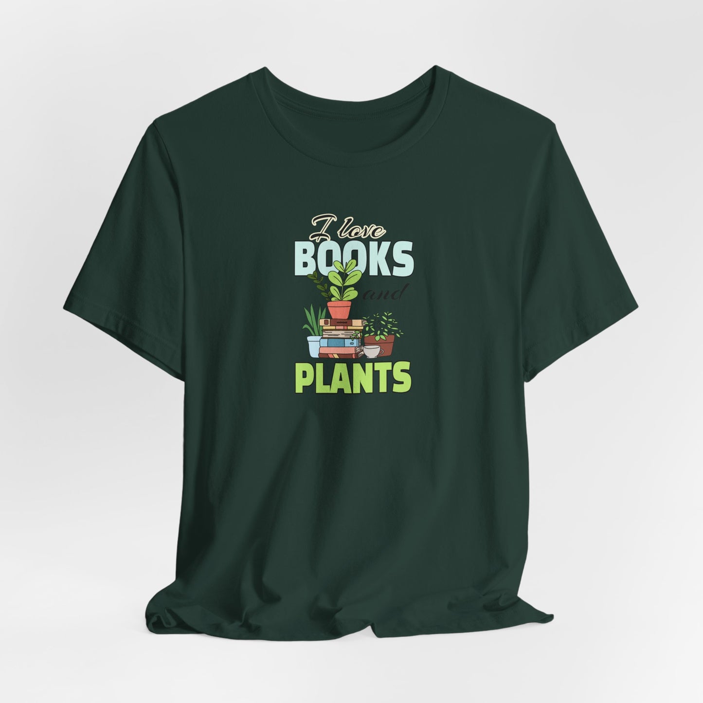 I Love Books and Plants Unisex Jersey T-Shirt – Cozy Eco Tee for Book & Plant Lovers