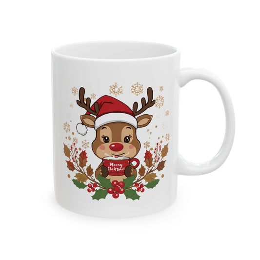 Adorable Reindeer Christmas Mug – Cute Holiday Coffee Cup