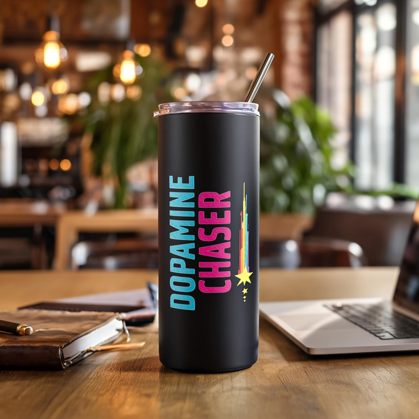 Dopamine Chaser – 20oz Stainless Steel Tumbler with Straw