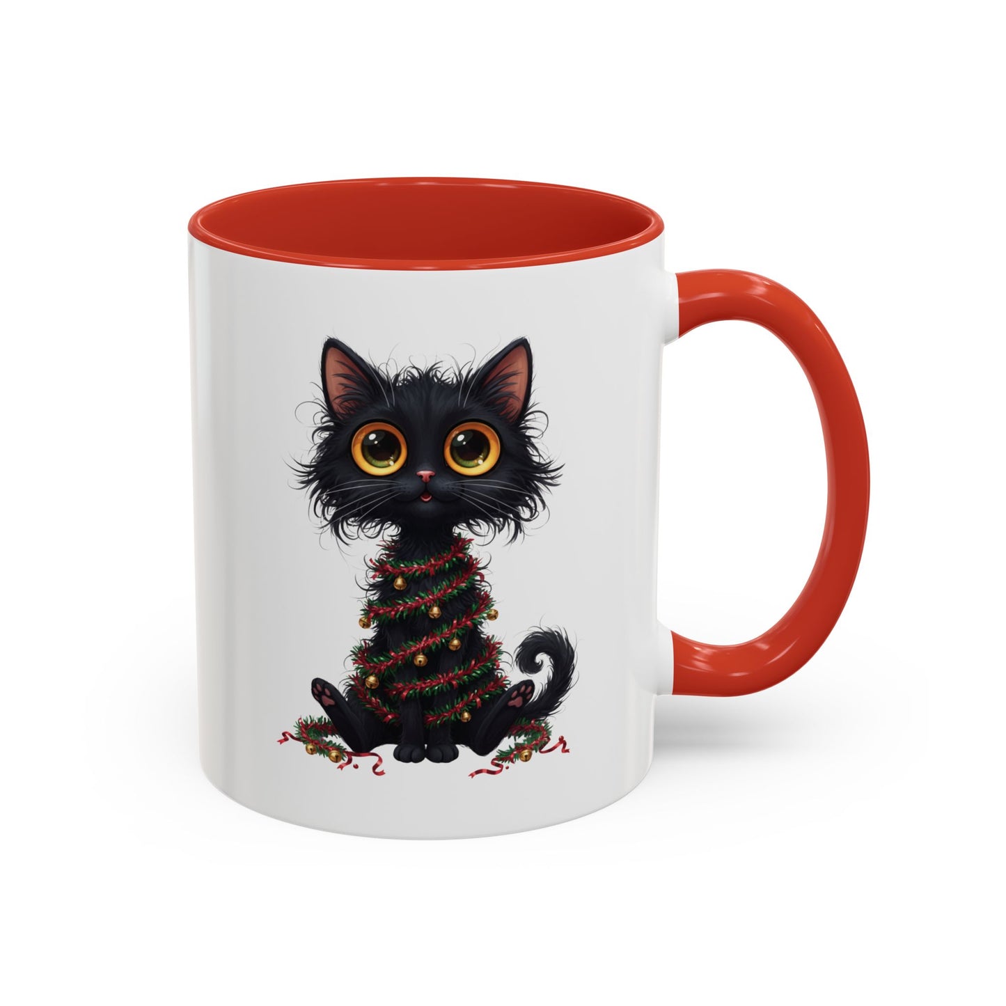 Black Cat Christmas Mug – Funny Holiday Coffee Cup with Festive Lights - Perfect Gift for Cat Lovers