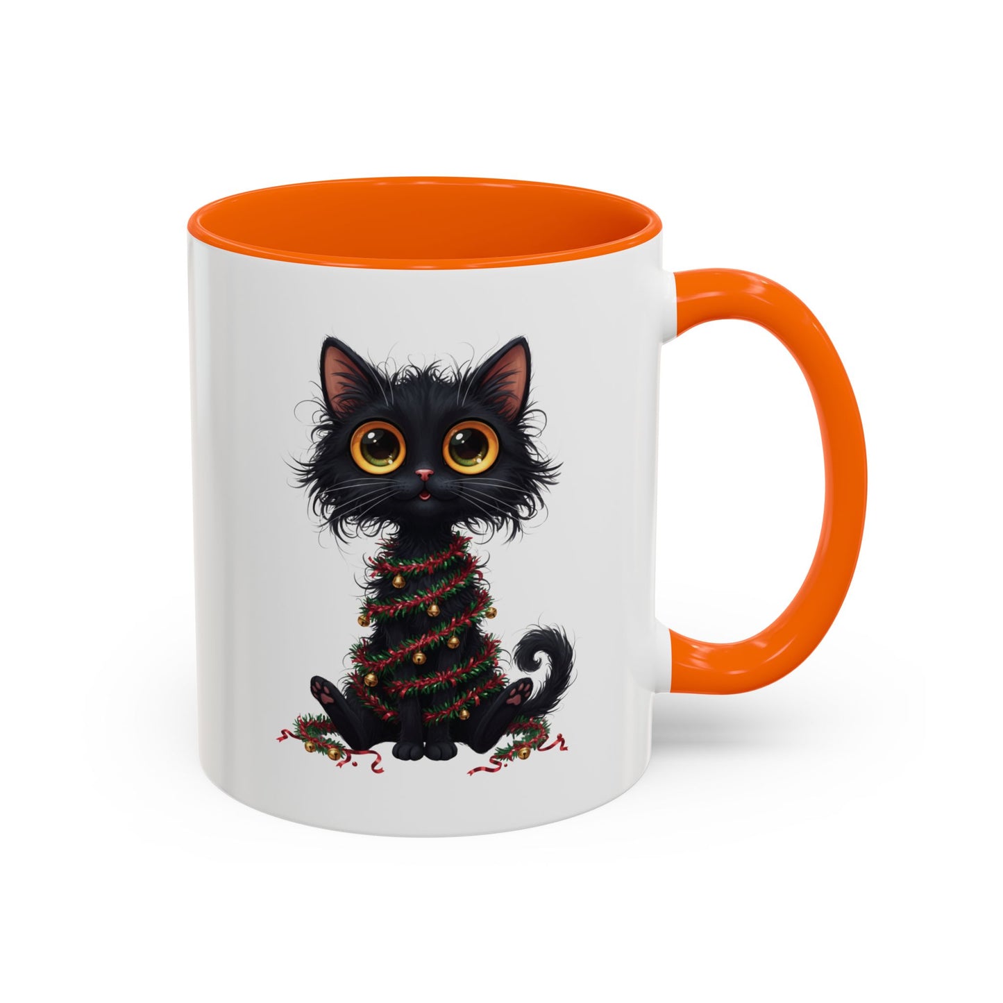 Black Cat Christmas Mug – Funny Holiday Coffee Cup with Festive Lights - Perfect Gift for Cat Lovers