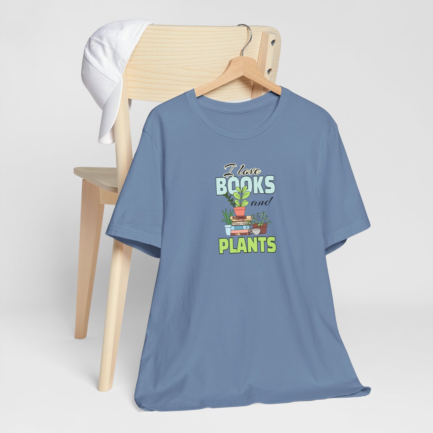 I Love Books and Plants Unisex Jersey T-Shirt – Cozy Eco Tee for Book & Plant Lovers