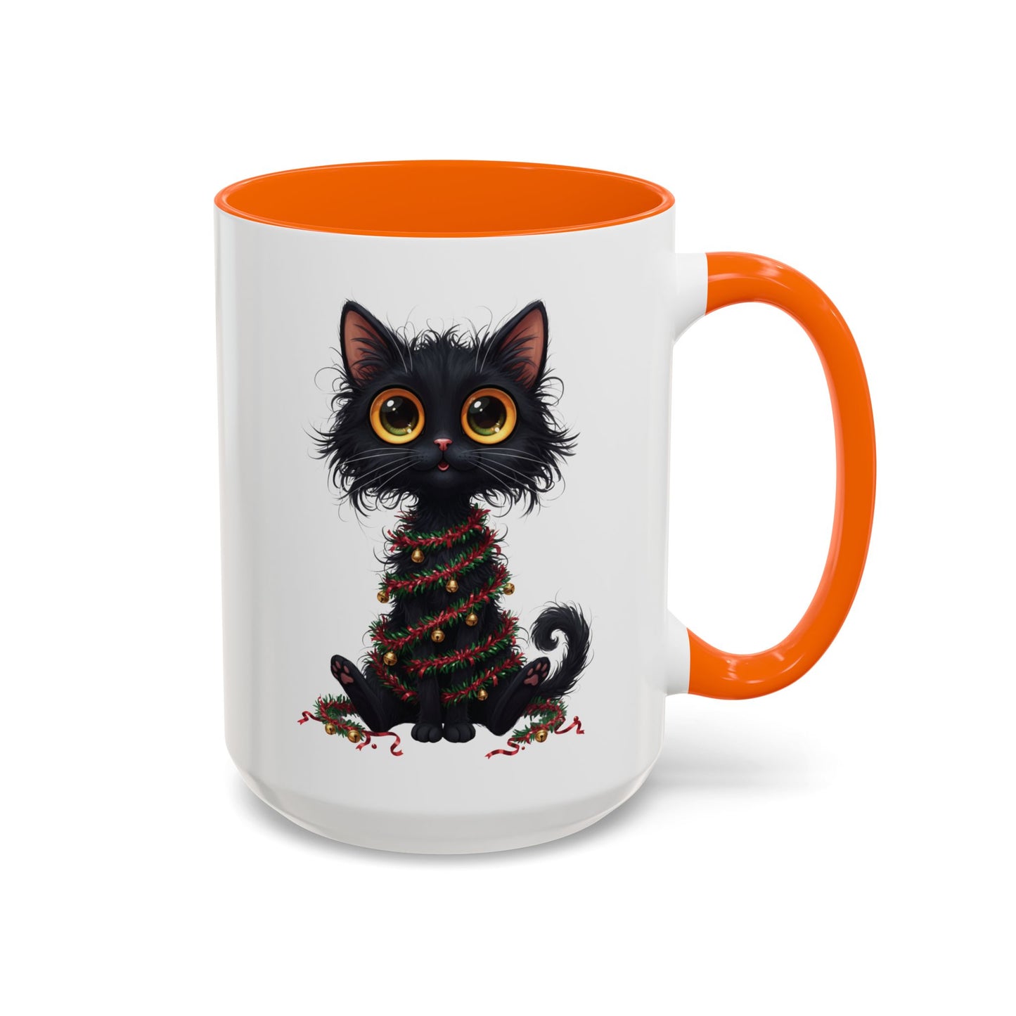 Black Cat Christmas Mug – Funny Holiday Coffee Cup with Festive Lights - Perfect Gift for Cat Lovers