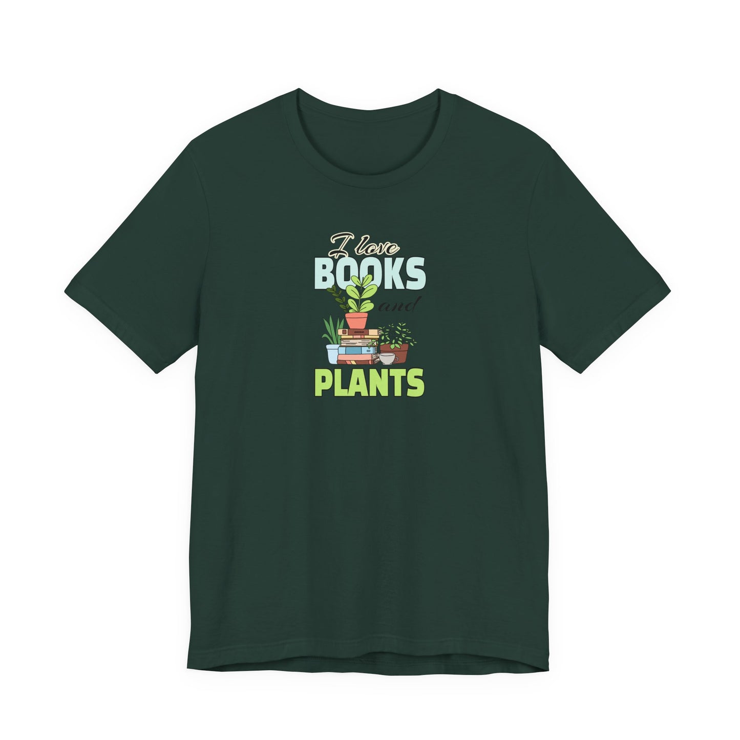 I Love Books and Plants Unisex Jersey T-Shirt – Cozy Eco Tee for Book & Plant Lovers