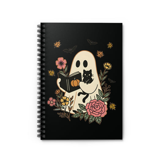 Cute Ghost and Cat Fall Writing Journal, Cat lovers Thanksgiving Gift